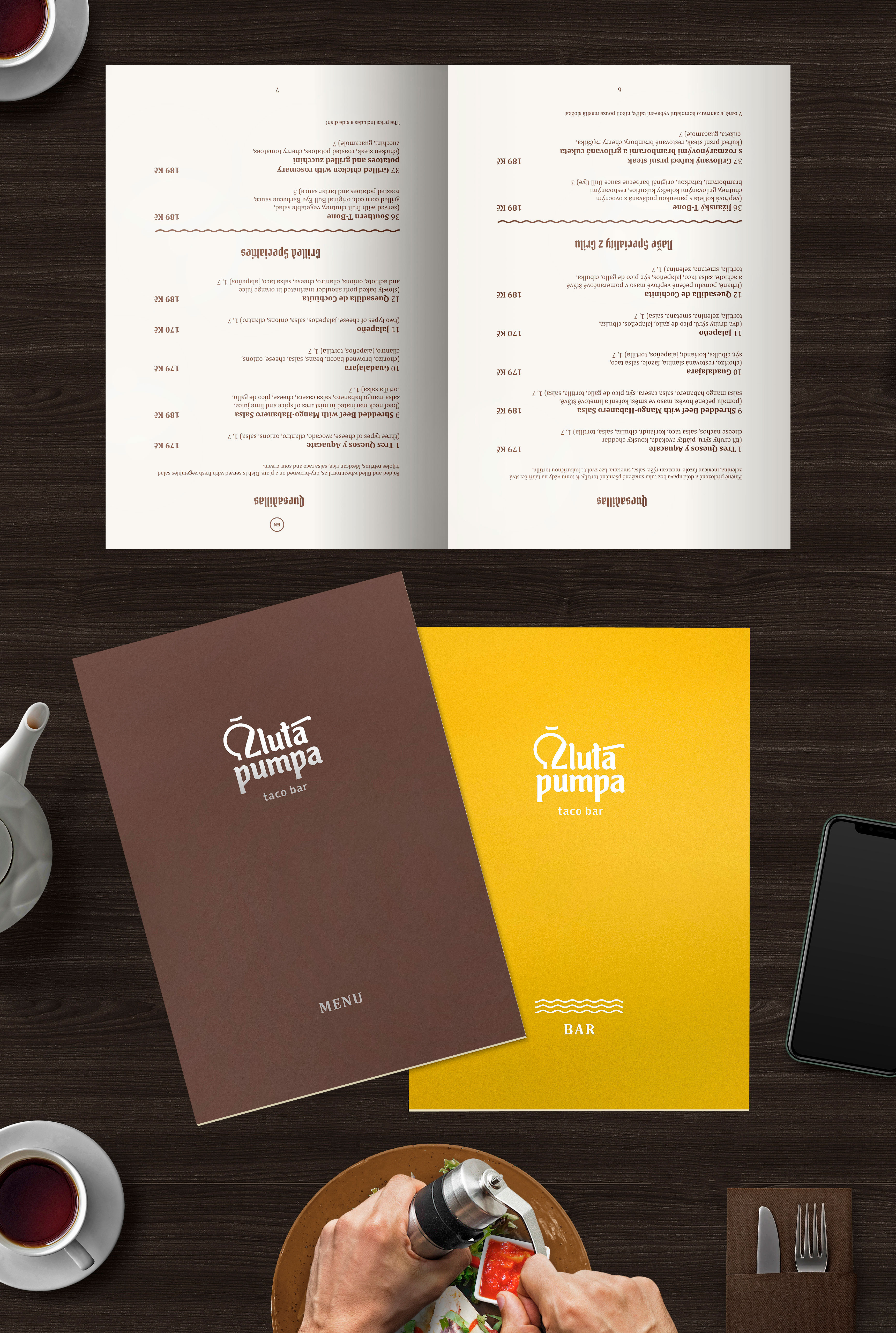 Žlut&aacute; Pumpa bar menu